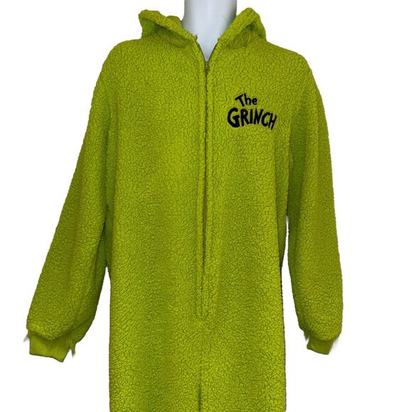 Dr Seuss The Grinch Unionsuit Pajamas PJs M Green Halloween Christmas Costume - Picture 2 of 9